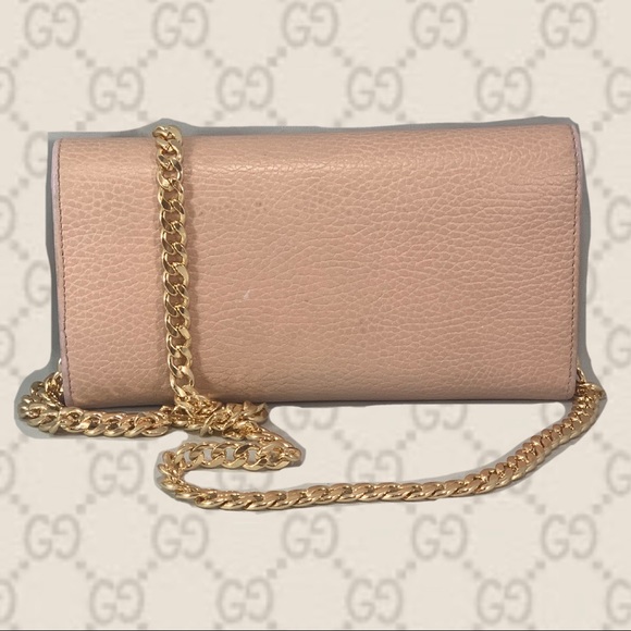 GUCCI Continental Wallet w/ Gold Chain - Picture 4 of 8